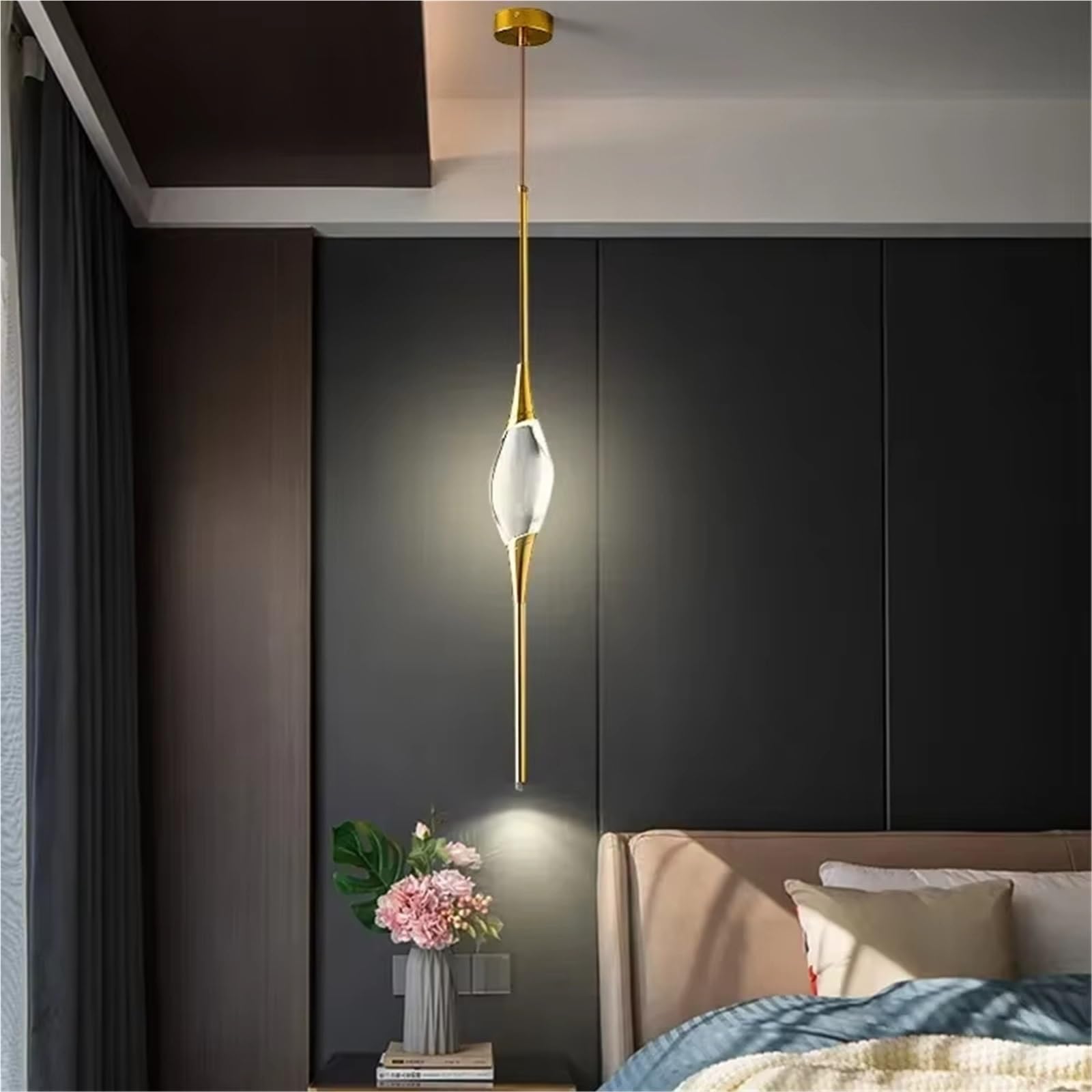 ZTCHSENZT Nordic Living Room Chandelier Modern Light Luxury Crystal Chandelier Restaurant Bedside Decoration All Copper Chandelier,Warm White-Gold 88cm