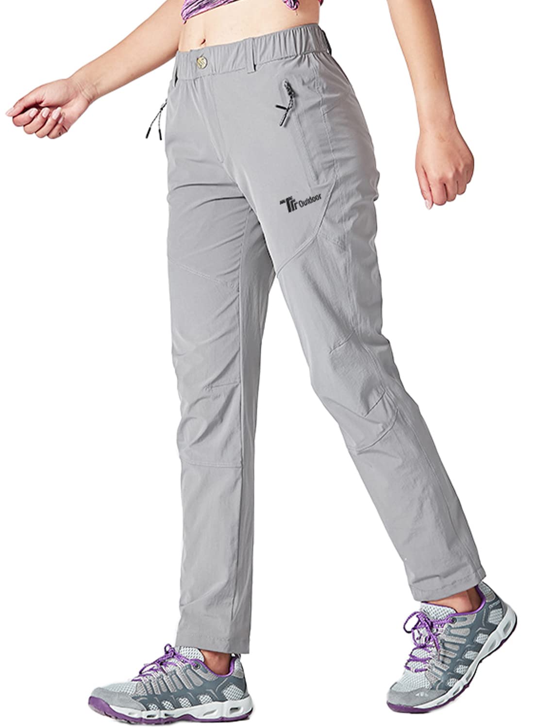 YSENTO Damen Wanderhose Outdoorhose Wasserdicht Schnelltrockend Stretch Trekkinghose Funktionshose mit Reißverschlusstaschen