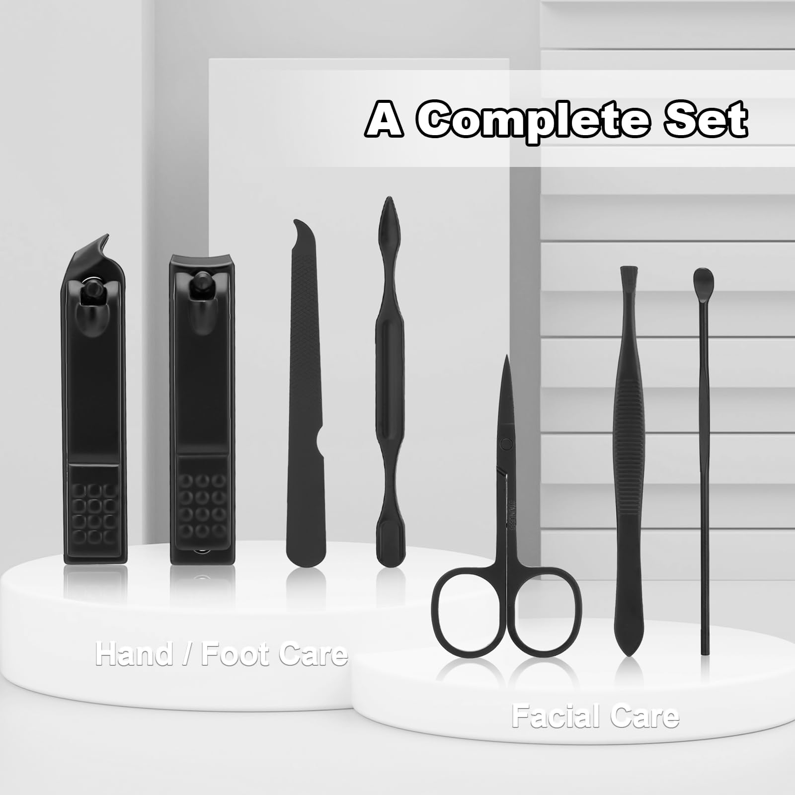 Manicure Set-Stainless Steel Nail Care Set-Professional 7 in 1 Ingrown Toenail Clipper Grooming Tool-Pedicure Kit & Toe Nail Cutter-Thick Nail Scissors Toiletries with Cuticle Trimmer (Black) 4