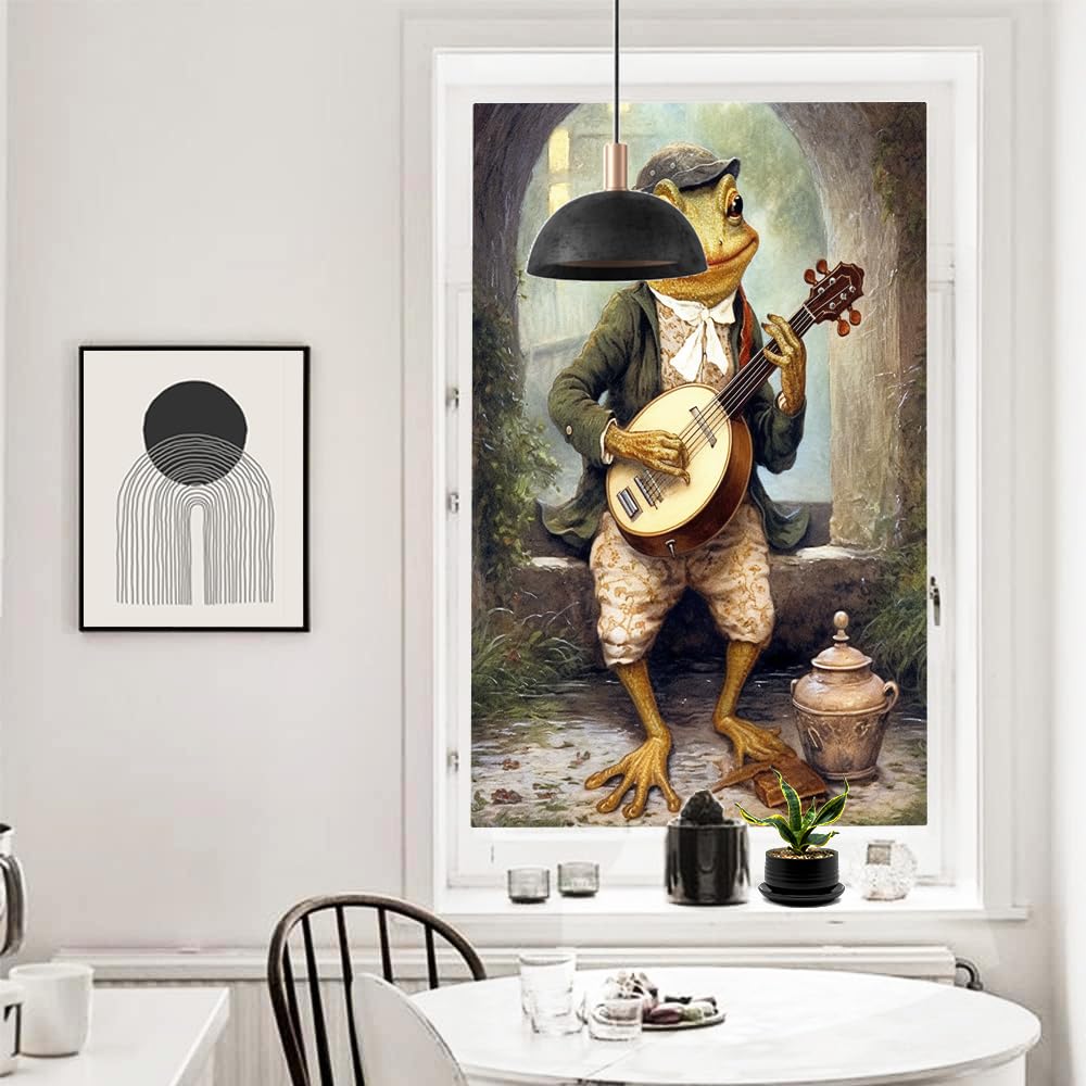 Frog Street Performers Sichtschutzfolie für Fenster, Vintage, französisches Landhaus, Buntglas, Fensterabdeckung, statisch haftend, Fensterfolie für Zuhause, Büro, Geschäfte, 80 x 140 cm (B x L)