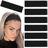 Tobeffect Black Headbands for Women Non Slip - Trendy Womens Headbands 7PCS Elastic Hair Bands for Women's Hair -Workout Sweat Head Bands Cotton Cloth Headband for Yoga Running Sport