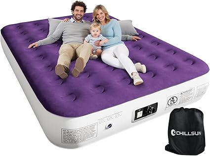 CHILLSUN Queen Air Mattress with Built in Pump,Elevated Durable Inflatable Mattresses with Storage Bag,13" Fast&Easy Inflating Blow Up Airbed,Camping Accessories for Travel&Guests&Home