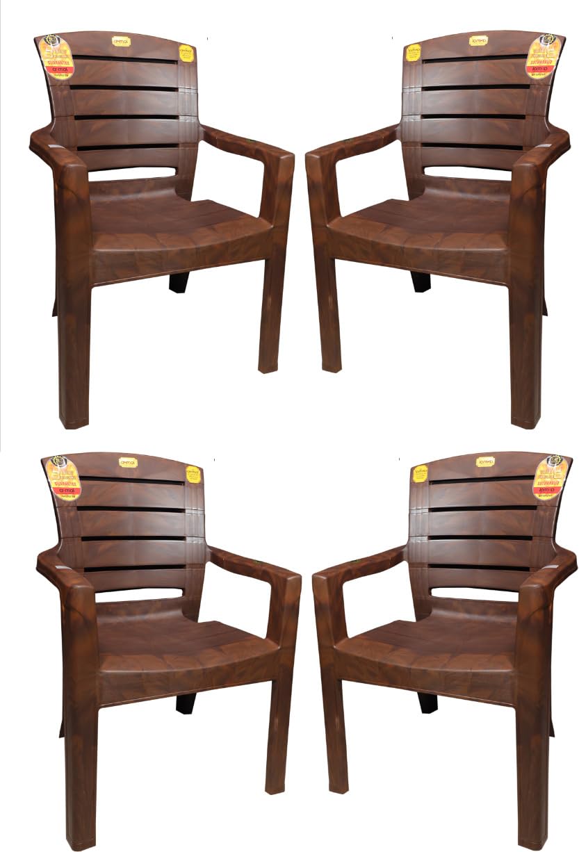 Anmol Maharaja 9955 Sultan High Back Heavy Duty Chair Quality Matters for us Plastic Outdoor,Office,Living Room,Garden,Balcony,resturants Chair Brown Pack of 2 (2) 3
