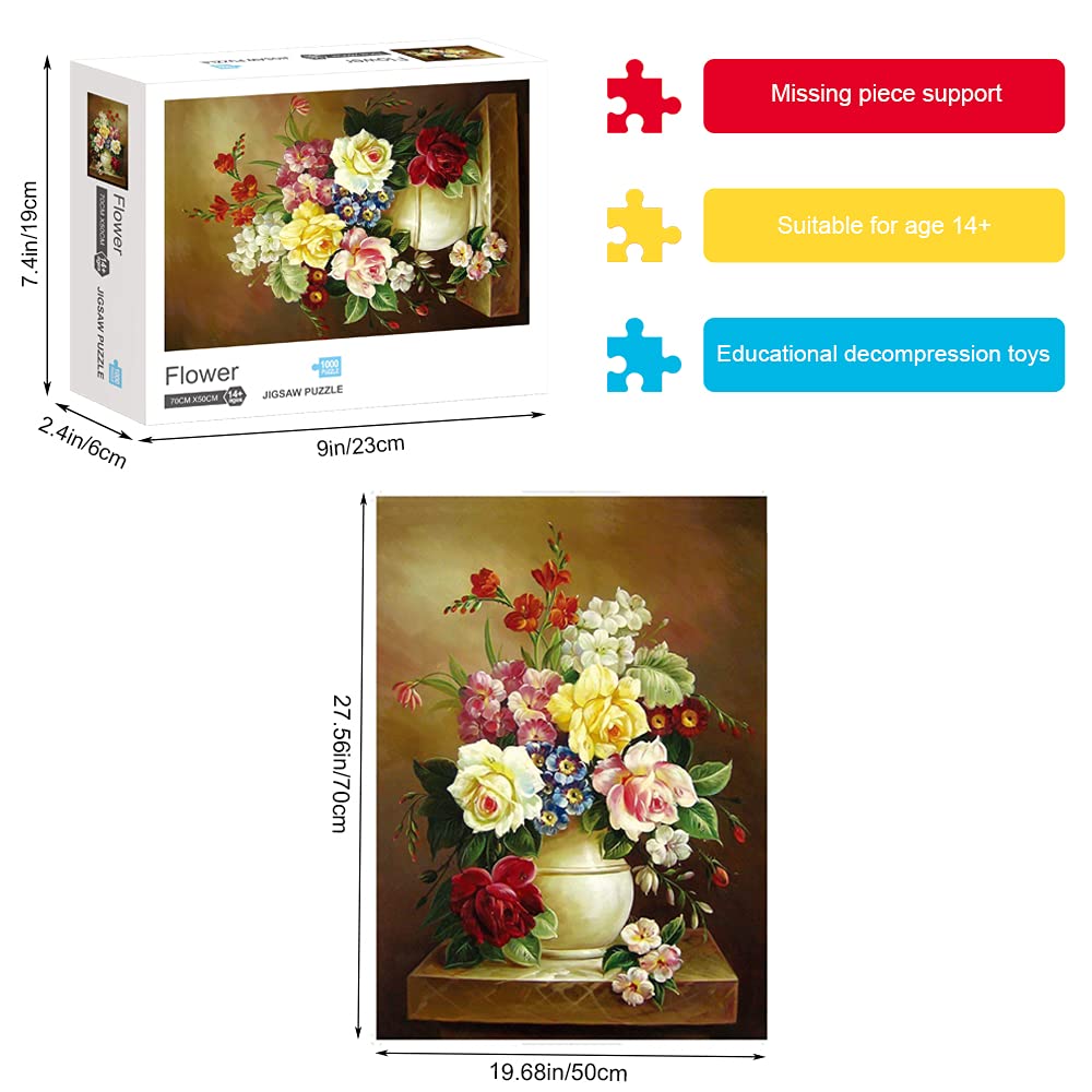 Puzzle 1000 elementów dla dorosłych - Kartonowe puzzle - Relaks Puzzle Puzzle w kwiaty (70x50cm / 27,5x19,7 cala) Prezenty dla dzieci i dorosłych