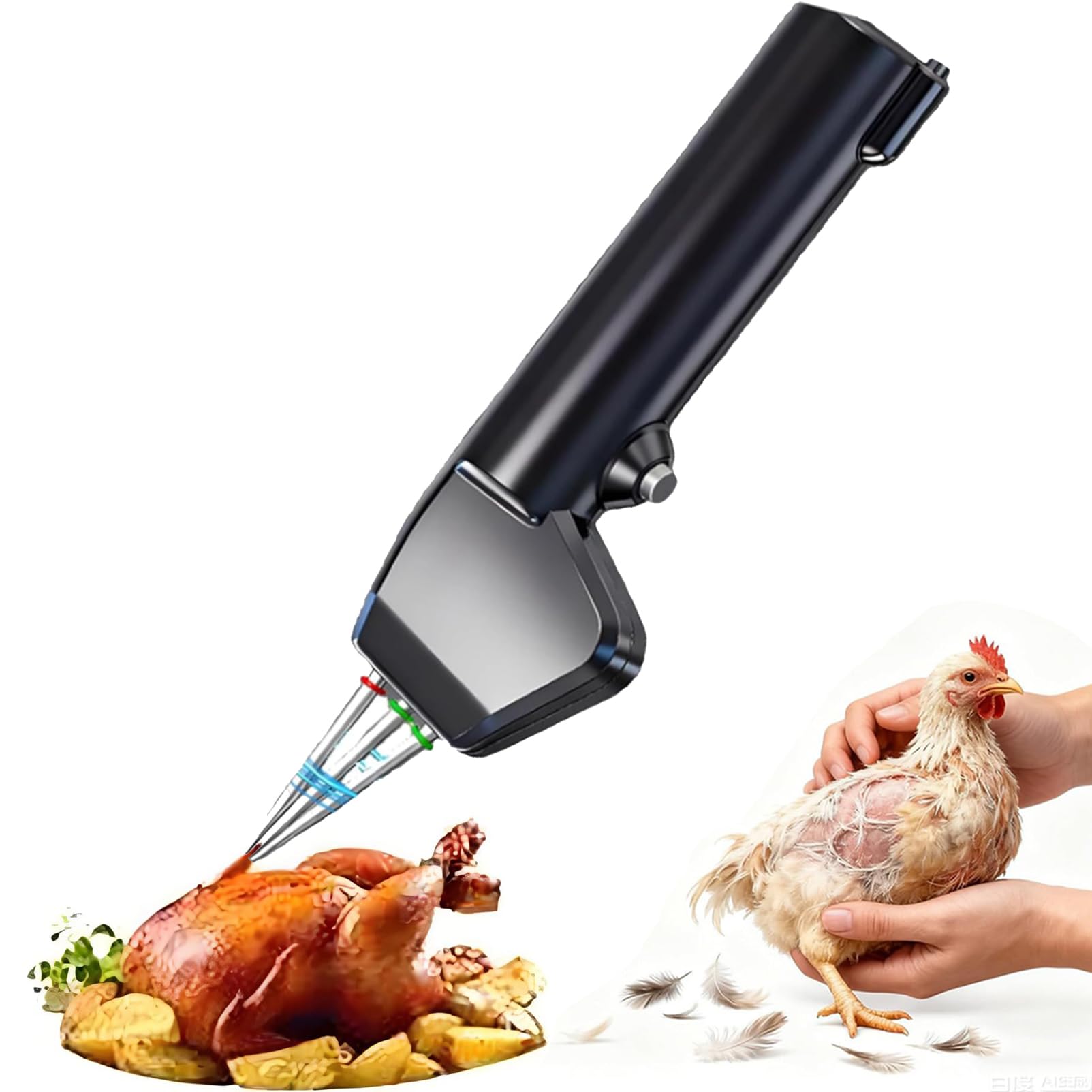 MRKU Electric Chicken Feather Plucker Machine,Handheld Poultry Feather Removal with Stainless Steel Conehead and 3-Axis Drive,Dual-Use