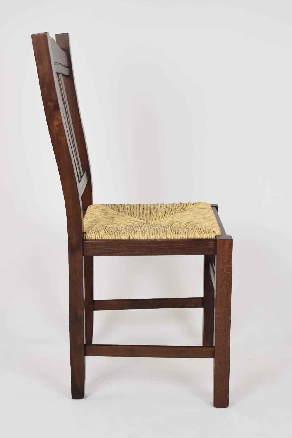 t m c s Tommychairs - Set 2 chaises Silvana pour Cuisine, Bar et Salle à Manger, Robuste Structure en Bois de hêtre peindré en Couleur Noyer foncé et Assise en Paille
