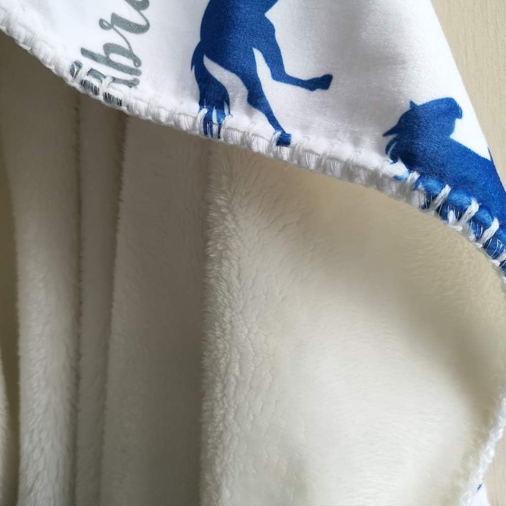 Funny Custom Blanket with Baby Name Print Horse Pattern, Personalized Newborn Gifts for Boys Girls, Soft Sherpa Throws Blankets for Crib Bedding - 31x47 Inch