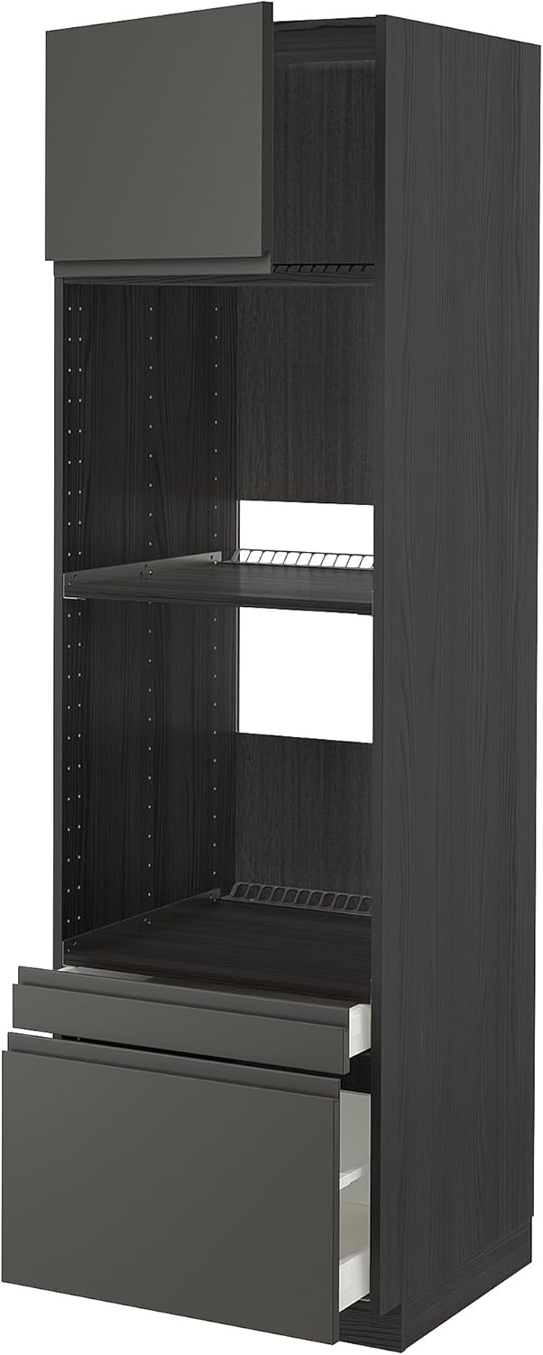 METOD/MAXIMERA High Cab F ov/Combi ov w dr/2 drwrs, Black/Boxtarp Dark Grey, 60x60x200cm