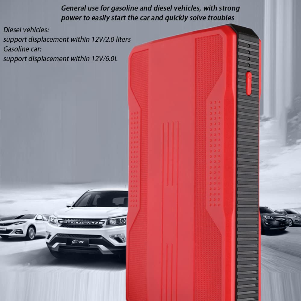 Przenośny rozrusznik samochodowy z baterią litową, ładowarka samochodowa do elektronarzędzi zewnętrznych, 20000 mAh, 500 A, szczytowa moc 12 V, nadaje się do 6-litrowej benzyny i 2-litrowego silnika