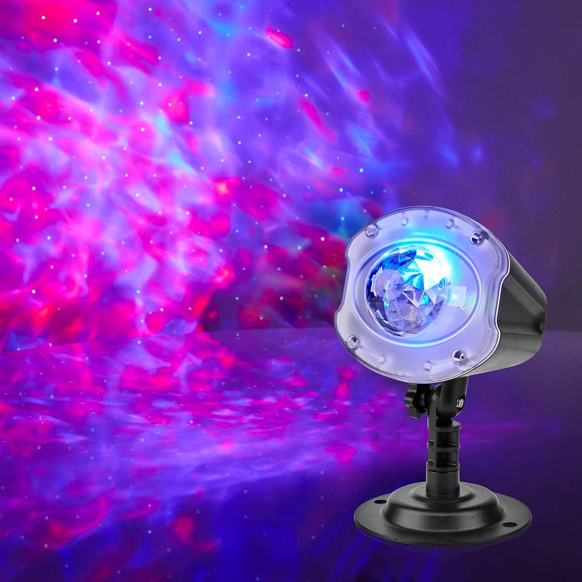 Nedis Dekoratives Licht – LED- und Laserprojektor (bunte LEDs, grüner Laser) – Innen- und Außenbereich – Fernbedienung – Schwarz