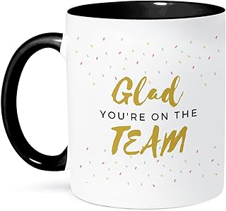 3dRose Glad you are on the Team Office Work mate New Job Gift Employee Staff 11oz Two-Tone Black Mug
