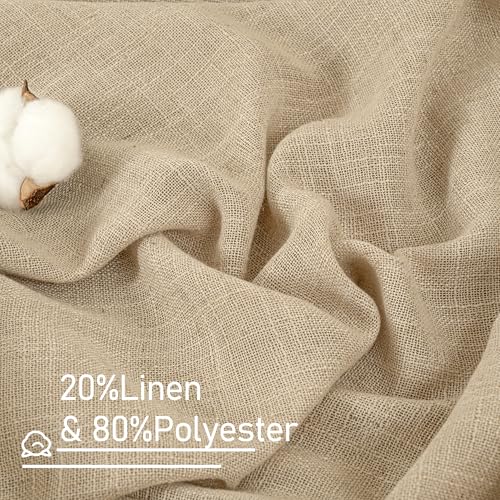 Image of LAMIT Kitchen Linen Curtains 40 Inch Length, Soft Thick Light Filtering Bronze Grommet Window Textured Neutral Sheer Drapes for Cafe /Window /Loft Room, 2 Panels, 34 x 40 Inch, Brown