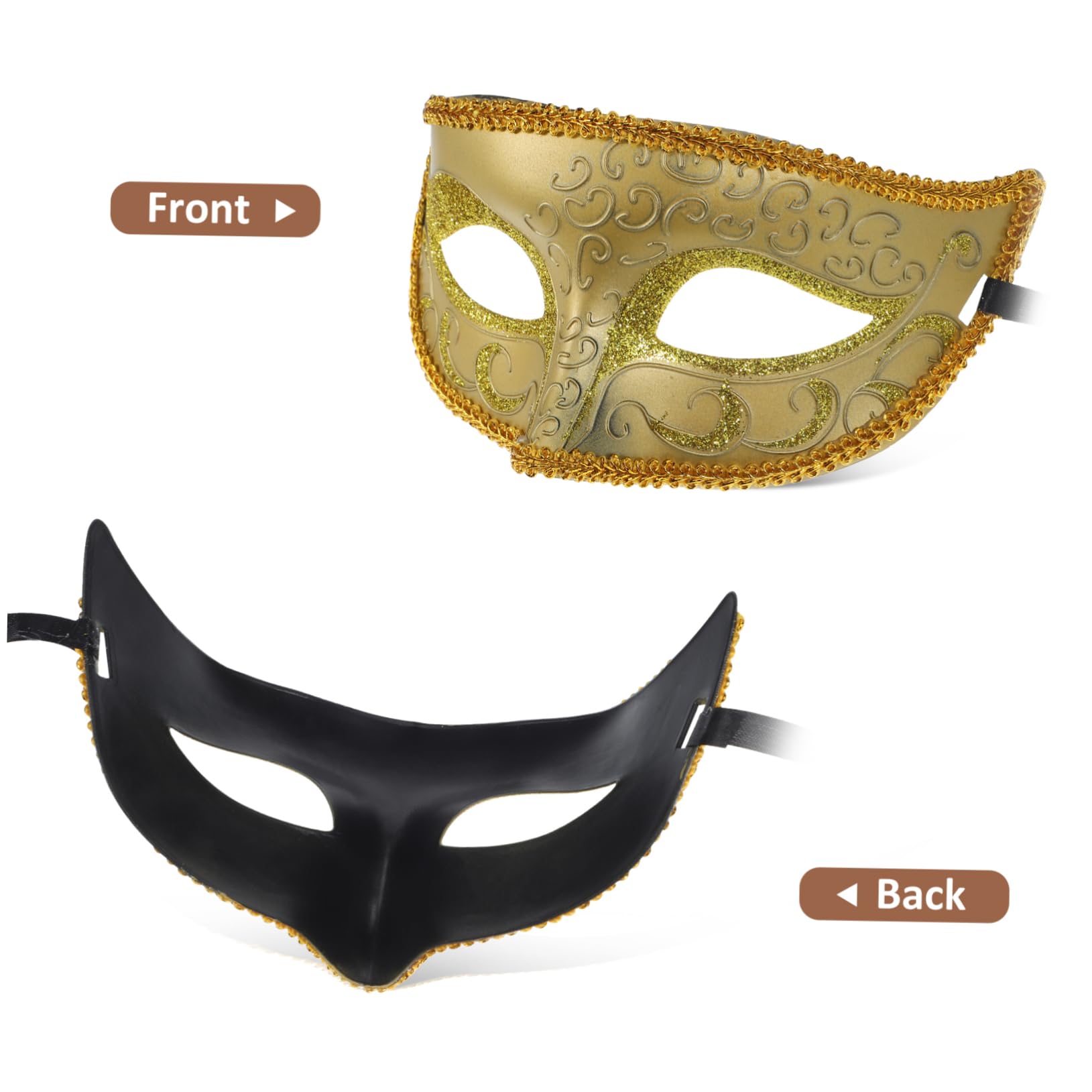 WHAMVOX 2pcs Couple Half Masquerade Masks Lightweight Festival Masks for Women and Men for Carnival Halloween Masquerade Vintage