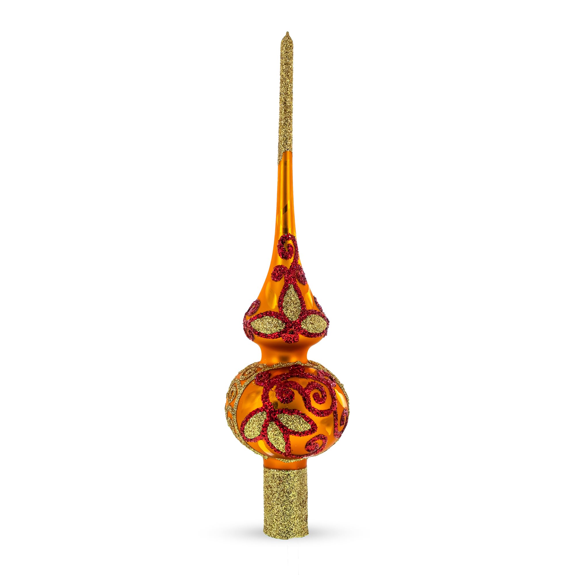 Punta para árbol de Navidad de vidrio soplado con oro, el regalo perfecto de 11"