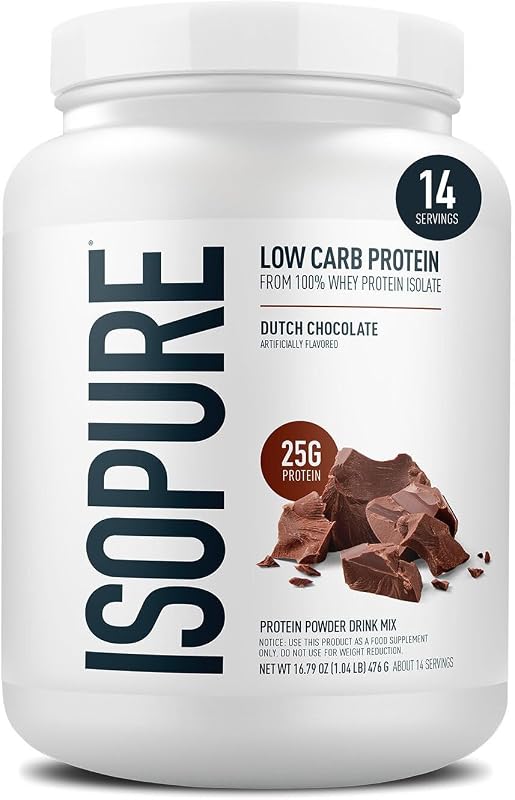Isopure Low Carb 100% Pure Whey Isolate Protein Powder, Gluten Free, With Vitamins, Dutch Chocolate, 25g Protein Per Serving, 1 Lb, 14 Servings (Packaging May Vary) image 4