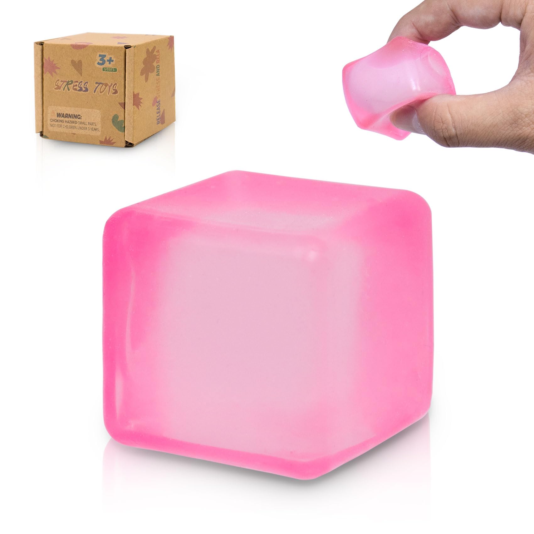 Graphinza Nices Cubes Squeeze Toys Taba Squishy Squishy Cubes Ice Cube Fidget Toy Sensory Fidget Toys Stress Cube Anxiety Relief for Kids and Adults Small Blue (pink)