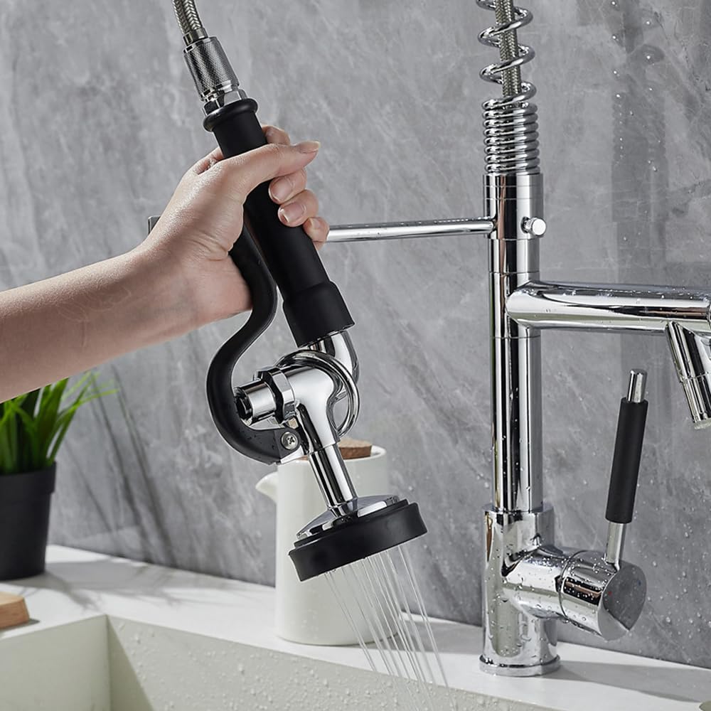 Pommeau de douche pour robinet de cuisine professionnel, douchette pivotante multifonction haute pression avec finition chromée, accessoires pour lave-vaisselle