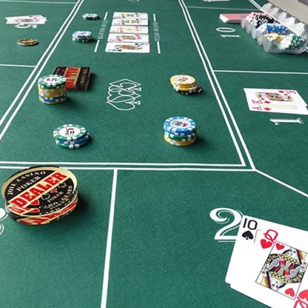 Tapis De Poker Texas 180x90cm, Tapis De Table pour Jeux De Poker, Mahjong Blackjack, Idéal pour Les Soirées Jeux À Maison.