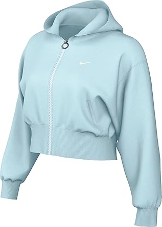 nike mini swoosh oversized cropped purple zip through hoodie