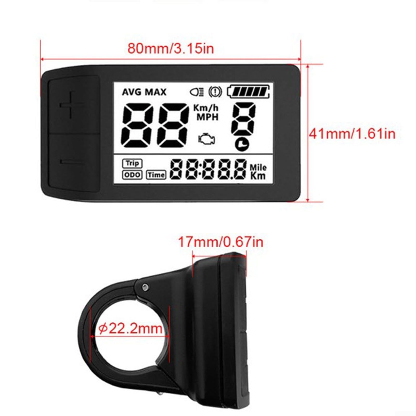 Display LCD 500S HD Motor, 24V 36V 48V E per schermo della bici, connettore a 5 pin 19,68 pollici filo