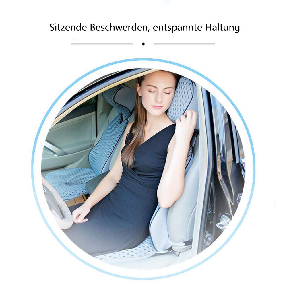 Cuscino ortopedico per sedia, con supporto lordosi e poggiatesta, cuscino ergonomico per sedia in schiuma Memory Foam, Ischia, emorroidi e dolori per sedile auto,