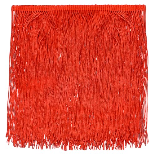 uxcell 5 Yards 8 Inch Chainette Fringe Trim Tassel Sewing Trims Polyester Fringe Ribbon for DIY Sewing Crafts Clothing Lamp Shade Decoration, Red