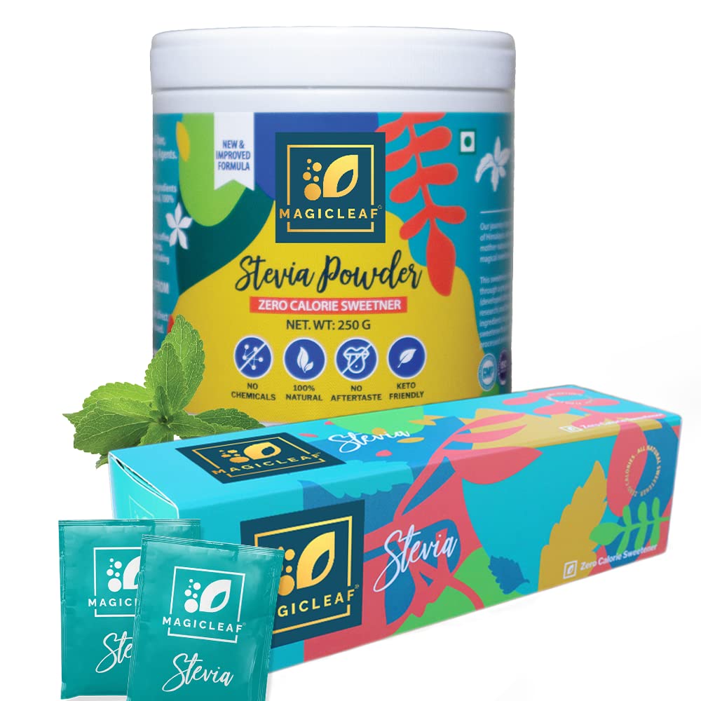 See full amazon price history chart for Magic Leaf Stevia Leaf Extract Sugar-Free Sweetener Powder & 99.9% REB-A Sugar-Free Powder, 100% Natural, Zero Calorie - 100 Sachets & 250 gm, (Combo Pack of 2) Magic Leaf Stevia Leaf Extract Sugar-Free Sweetener Powder & 99.9% REB-A Sugar-Free Powder, 100% Natural, Zero Calorie - 100 Sachets & 250 gm, (Combo Pack of 2) (B09X7JKP18) Amazon Price History, Amazon Price Tracker