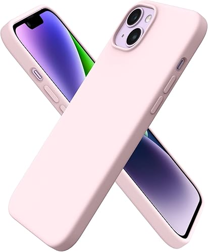 ORNARTO Funda compatible con iPhone 14 Plus 6.7, silicona líquida delgada de 3 capas cubierta completa de goma de gel suave funda protectora de 6.7