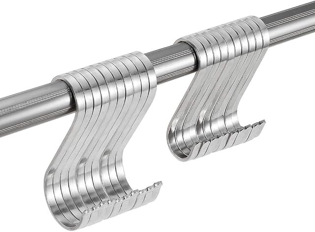 MONFISH S Shaped hooks stainless steel Hanging Hook 20 pack for kitchen bathroom