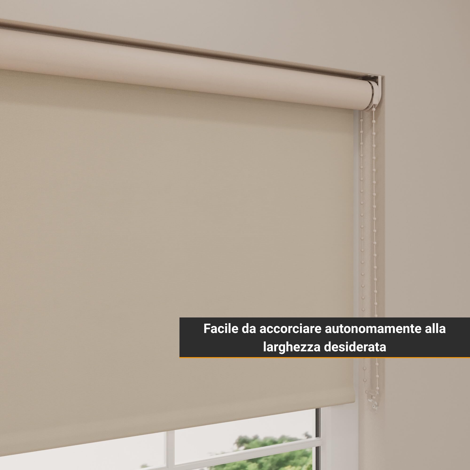 DTCH® Tenda a rullo oscurate senza fori 140 x 190 cm (LxA) sabbia, disponibile in larghezze da 40 a 240 cm, inclusi supporti a pinza, accorciabile autonomamente, tende a pinza