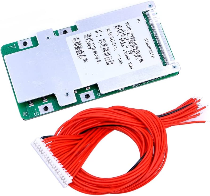 DollaTek 20S 72V 40A 18650 Lithium Battery BMS 3.7V Protection Board Same Port 72v Li-ion Battery Pack PCB for Scooter Ebike with Balance
