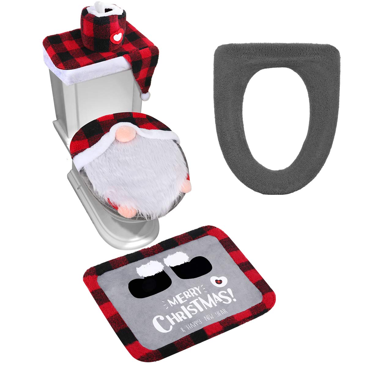 Buy D-FantiX Gnome Toilet Seat Cover and Rug Set of 5, Funny Swedish ...