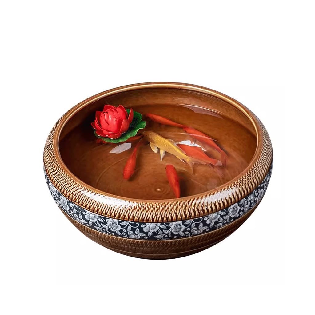 Tanque Peces Acuario Tanque de Peces cerámica for el hogar, Maceta Retro, Adornos for salón, Tanque Dorados, Patio, Tortuga | S