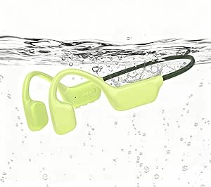 Pearl Finish Swimming Headphones, IPX8 Waterproof Bone Conduction Headphones with Built-in MP3, Open Earphones Underwater Swim Earbuds with Bluetooth Sport Headsets for Swimming-Green asin的图片