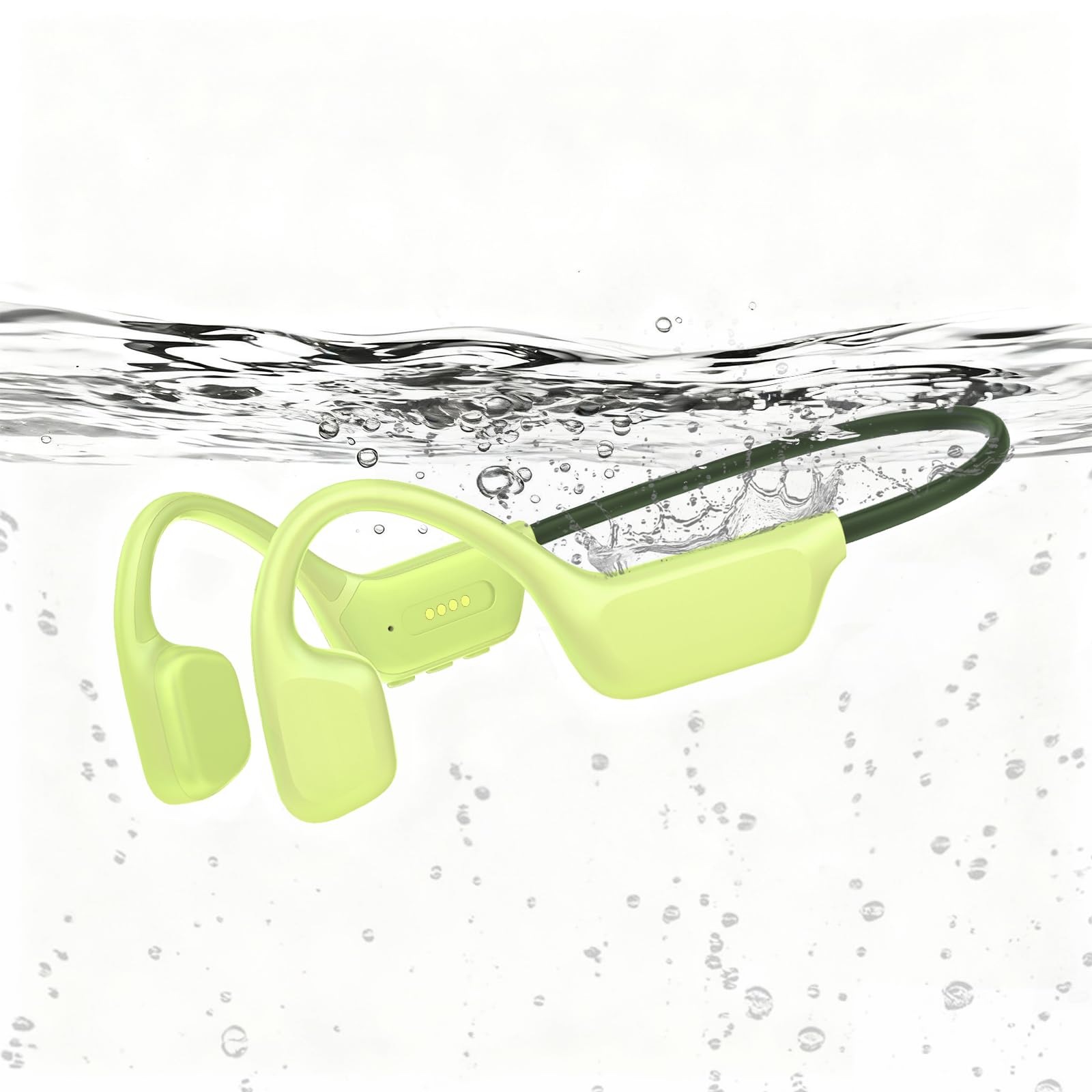 MARLALL Pearl Finish Swimming Headphones, IPX8 Waterproof Bone Conduction Headphones with Built-in MP3, Open Earphones Underwater Swim Earbuds with