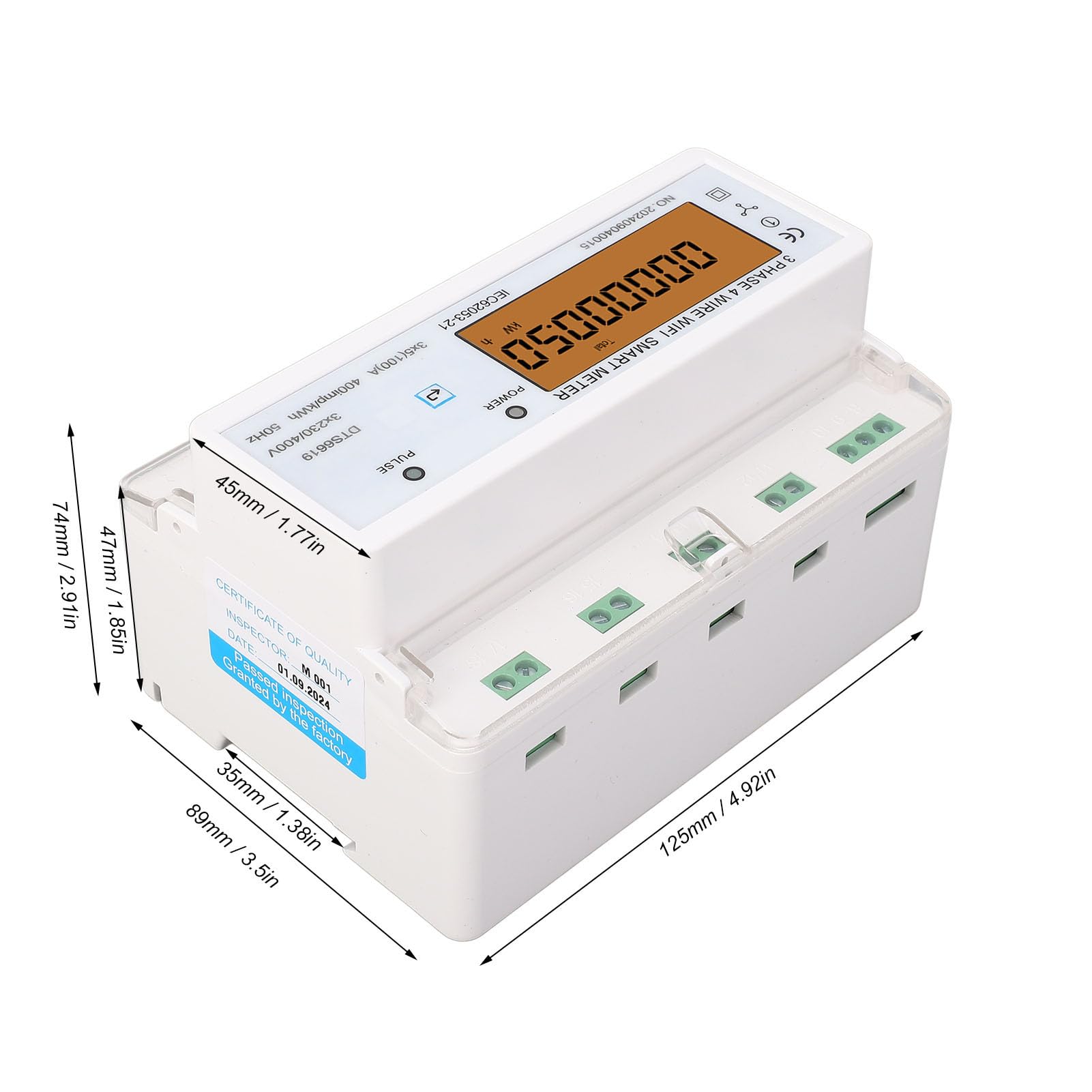Fafeicy 3-fazowy Miernik Mocy WiFi, Inteligentny Licznik Energii Montowany na Szynie DIN z Podświetlanym Ekranem, Prąd Znamionowy 100 A do Zdalnego Monitorowania za Pośrednictwem Aplikacji