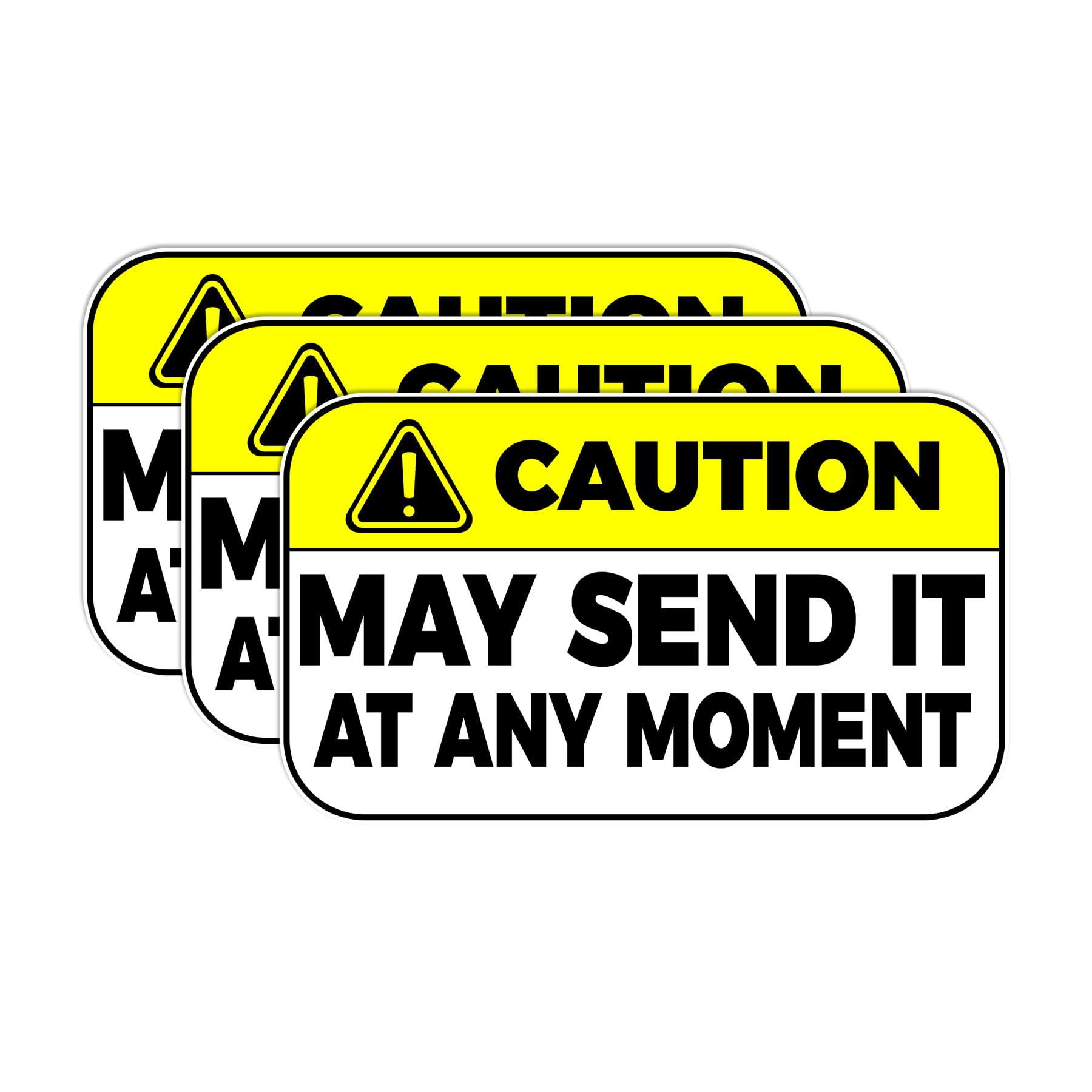 (3PCS) Caution May Send It at Any Moment Sticker Funny Gifts Helmet Excavator Funny Die-Cut Waterproof Vinyl Stickers for Hard Hat Laptop Water Bottle Phone Case Car (3 Inches)