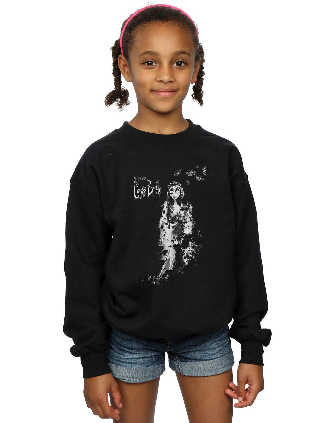 Absolute Cult Girls Black Corpse Bride Distressed Bride Sweatshirt 12-13 Years