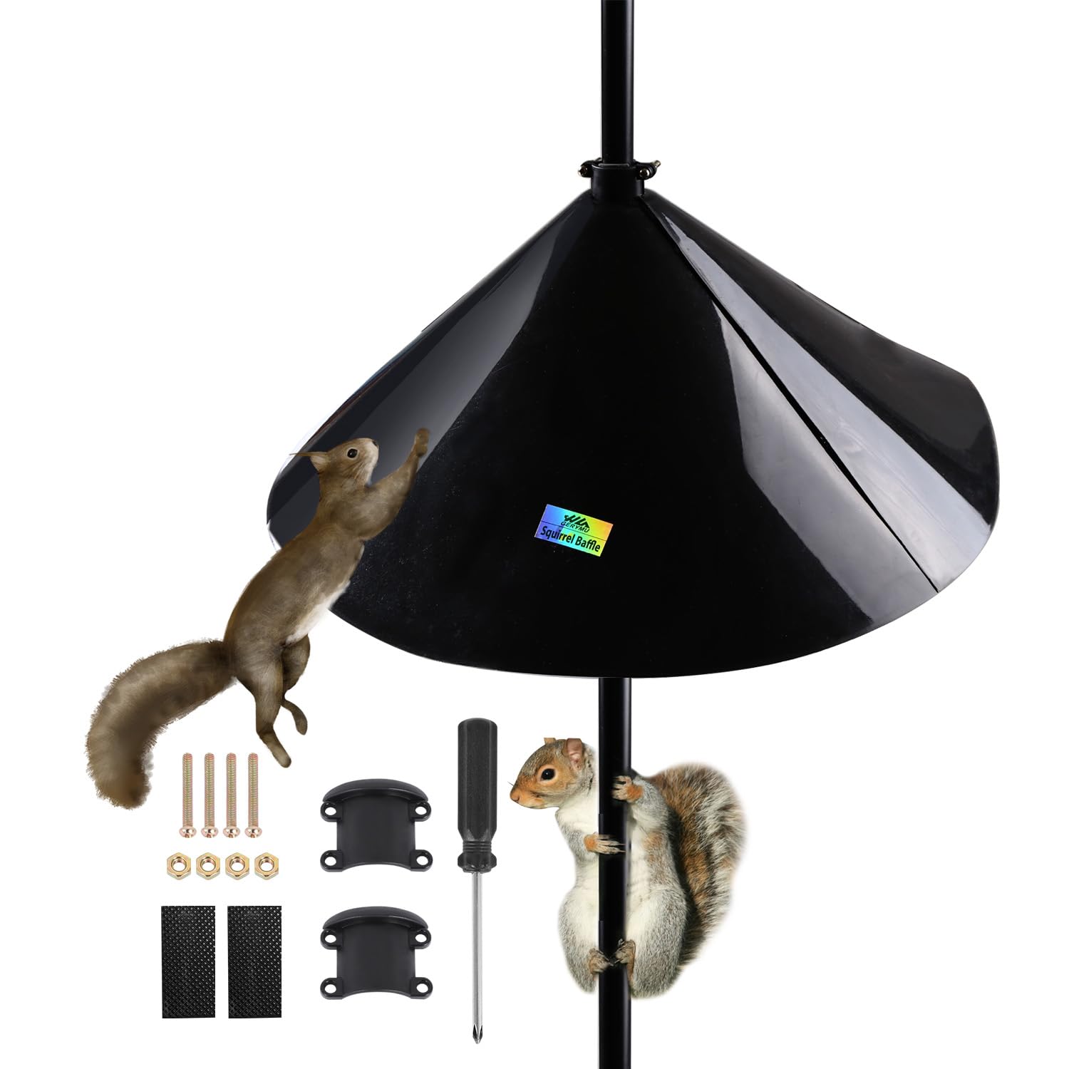 19 Inch Extra Large Squirrel Baffle for Bird Feeder Pole, Squirrel Baffles for Bird Feeders, Squirrels Guards for Bird Feeders for Outdoor Squirrel Baffle for Shepherd's Hook Black 1 Pack