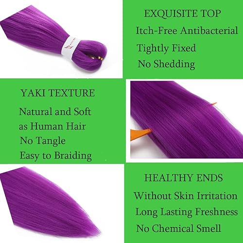 Miniatura 4 de Cabello trenzado preestirado de 30 pulgadas, 3 paquetes de cabello sintético de trenzas de ganchillo, textura Yaki, ajuste de agua caliente,