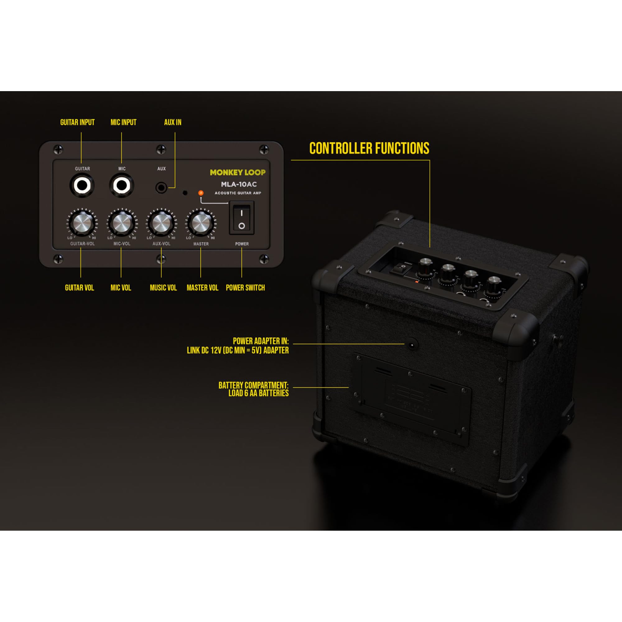 MONKEY LOOP MLA-10AC Amplificador de Guitarra Acustica Combo