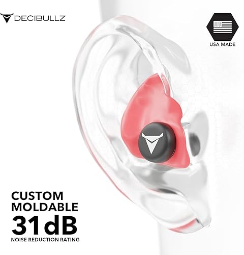 Miniatura 4 de Decibullz - Tapones para los oídos moldeados personalizados 31 dB más alto protección auditiva cómoda para disparos viajes natación trabajo y