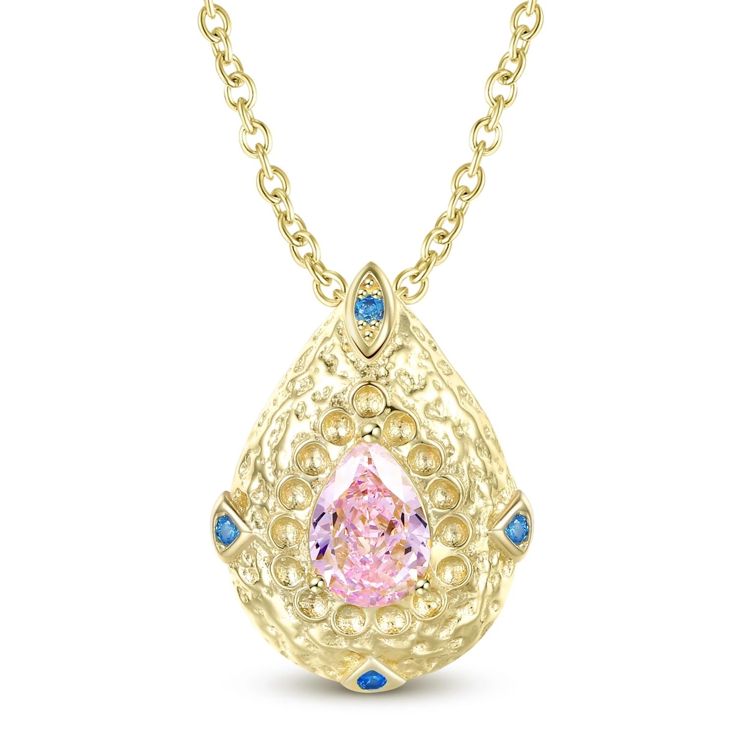 Collana Con Pendente Nero Circolare In Pietra Ad Alto Tenore Di Carbonio Rosa A Forma Di Goccia D'oro In Argento Sterling 925 Per Regalo Di Gioielleria Raffinata Da Donna