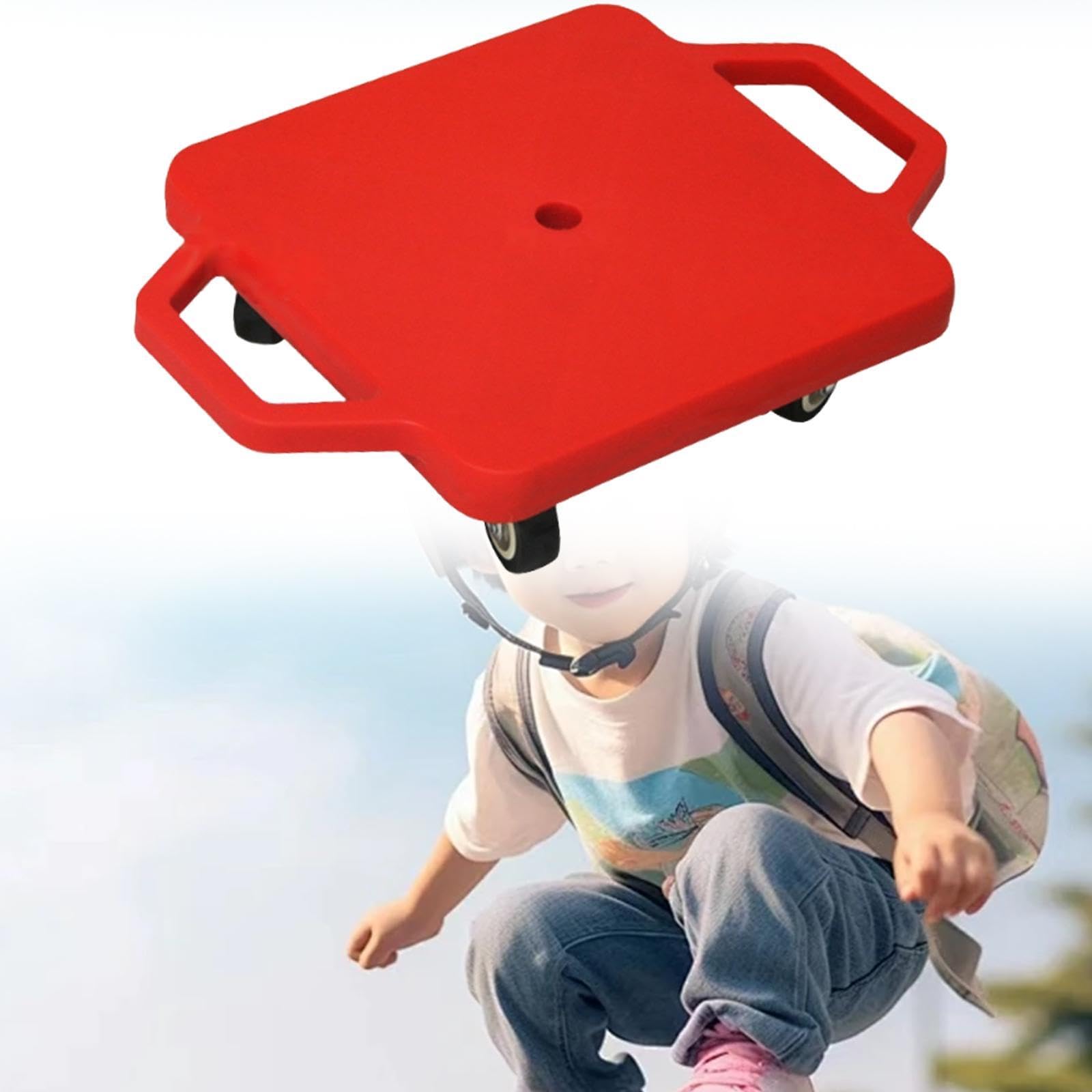 QSTDGVPW Scooter Board with Handles Sit Down Scooter Portable Sensory Training with Rollers for Kids for Park Gym Playground Children, Red