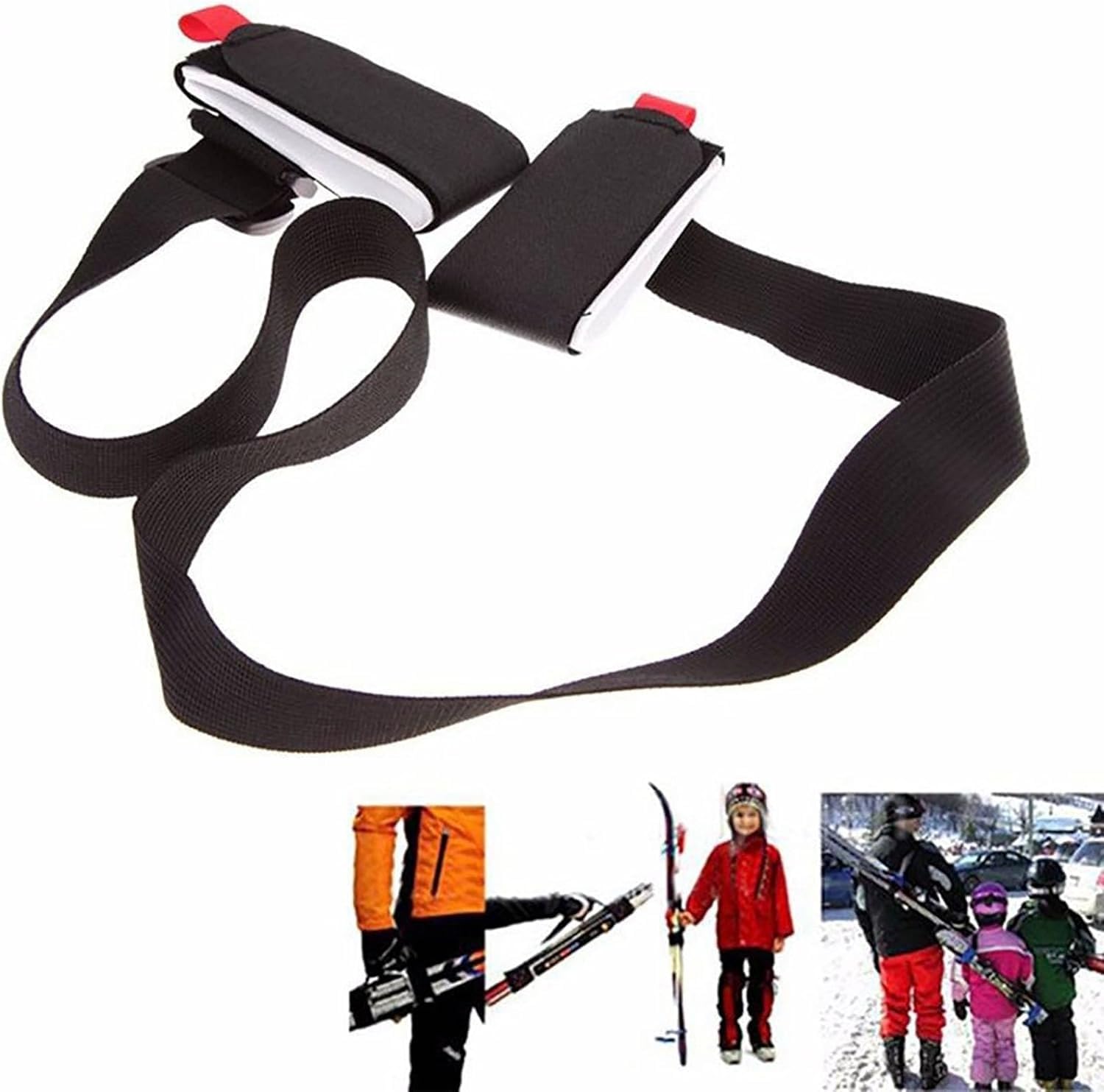 Skimate Sangles de Ski Porte-Ski Accessoires de traîneau Bandoulière de Snowboard réglable 3pcs
