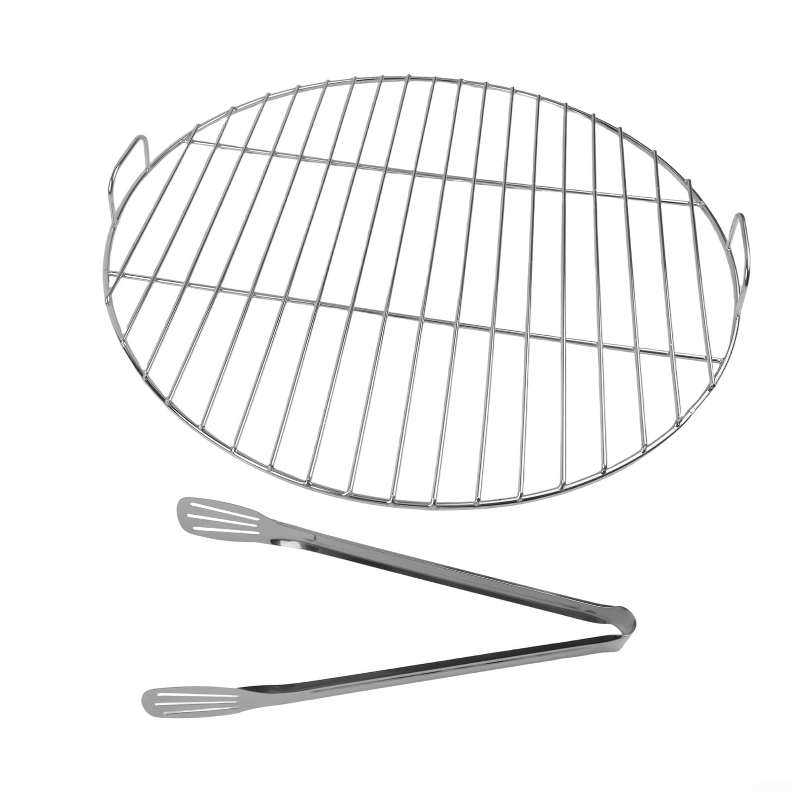 Runder Grillrost Edelstahl mit Griff für Weber 7432 57 cm Holzkohlegrills – BBQ-Grillrost, Ersatzteile, Silber (55 cm)