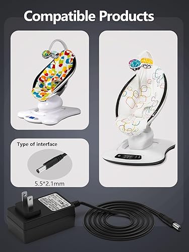 Miniatura 3 de Cargador de cable de alimentación de 12 V 3 A para columpio de bebé MamaRoo 24, Rockaroo 2 Baby Swing, MamaRoo 2015 asiento infantil gorila