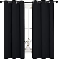 NICETOWN Pitch Black Blackout Curtains Thermal Insulated Grommet Drapes 2 Panels 42x63 Inch Black Bedroom