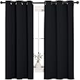 RYB HOME Blackout Sliding Door Curtains, Soft and Solid Thermal Insulated Drapes Durable Ceiling to Floor Privacy Bay Window Curtain for Villa Dining Room Nursery, Black, W52 x L120 inches, 2 Panels