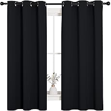 RYB HOME Blackout Sliding Door Curtains, Soft and Solid Thermal Insulated Drapes Durable Ceiling to Floor Privacy Bay Window Curtain for Villa Dining Room Nursery, Black, W52 x L120 inches, 2 Panels